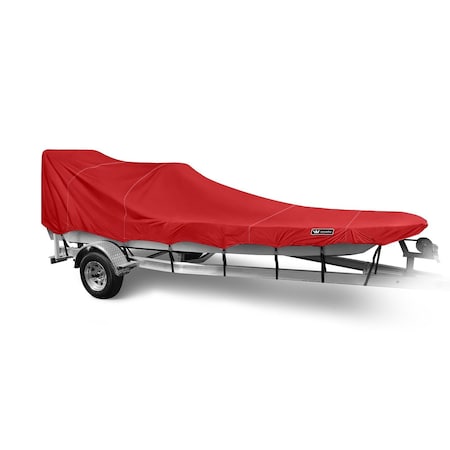 Eevelle Boat Cover V HULL FISHING Center Console, Poling Platform w/ Outboard 16ft 6in L 96in W Red SFVCCP1696B-RED